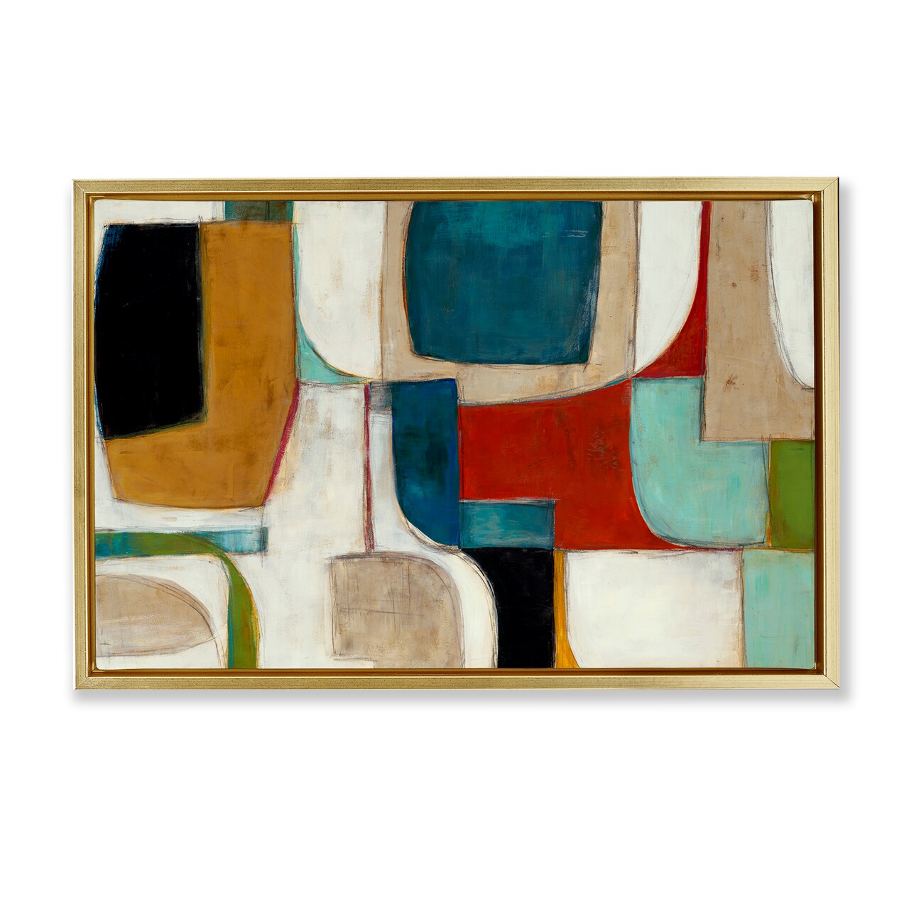 Stupell Industries Abstract Cubism Shapes Floater Framed Canvas Wall Art Design by Kippi Leonard